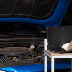 Vehicle diagnostic testing in progress